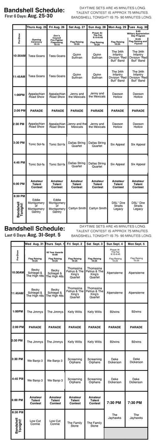 MSF Bandshell | Schedule